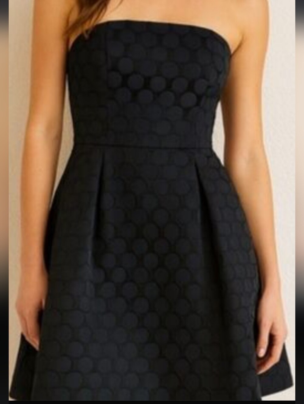 White House Black Market Black Textured Fit-and-Flare Midi Dress - 12 EUC